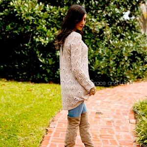 Grace & Lace Pointelle Tie-Back Sweater